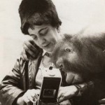 Ida Kar and her friend the Orangutan by Klaus Spek, vintage bromide print, 1963